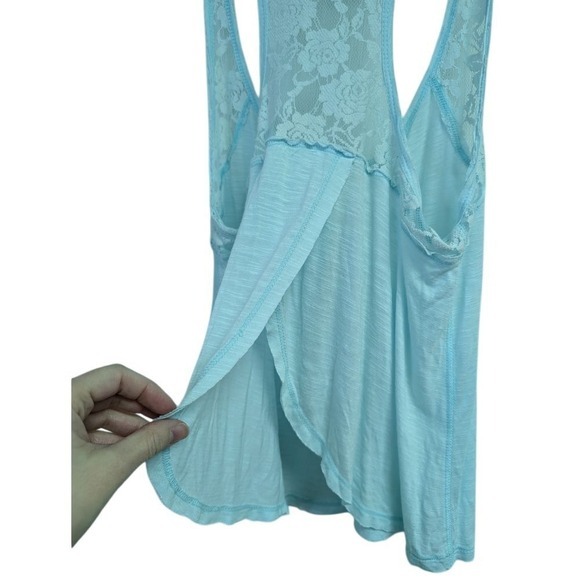 Y2K‎ Abercrombie and Fitch Lace Trim Racerback Tank Top Open Back 2000s Blue S - Picture 6 of 6
